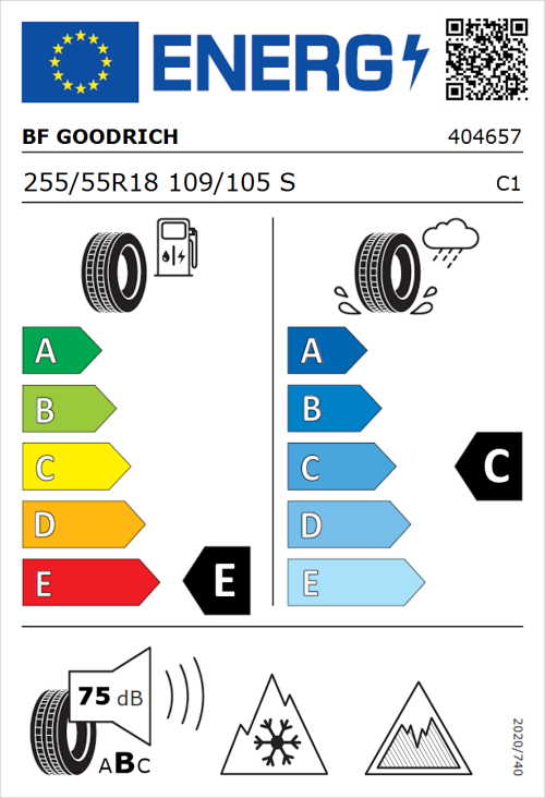 Tyre Label for BF Goodrich All-Terrain T/A KO3 255/55R18 109/105S